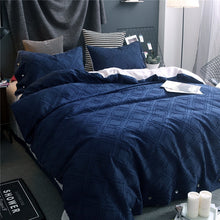 Load image into Gallery viewer, Luxury 100% Cotton Clipping Diamond 4pcs Bedding Set -  Navy