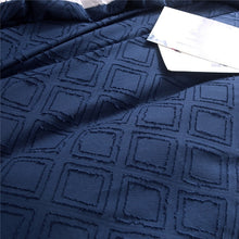 Load image into Gallery viewer, Luxury 100% Cotton Clipping Diamond 4pcs Bedding Set -  Navy