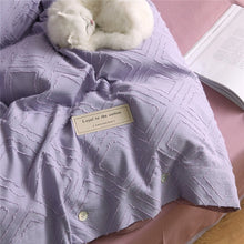 Load image into Gallery viewer, Luxury 100% Cotton Clipping Diamond 4pcs Bedding Set - Violet Pink