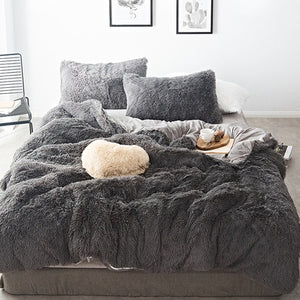 Fluffy Faux Mink & Velvet Fleece Quilt Cover Set