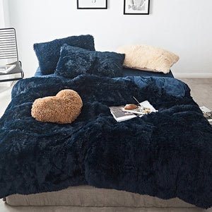 Fluffy Faux Mink & Velvet Fleece Quilt Cover Set