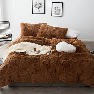 Fluffy Faux Mink & Velvet Fleece Quilt Cover Set
