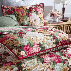 Cotton Bedspread Set 3pcs Flowers
