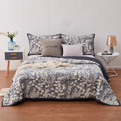 Jacquard Cotton Bedspread 3pcs Sand Washing