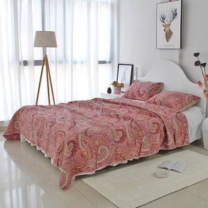 Bedspread Set 3pcs Red paisley