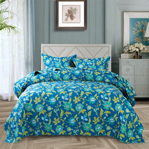 Cotton Bedspread Set 3pcs Sarah in Blue