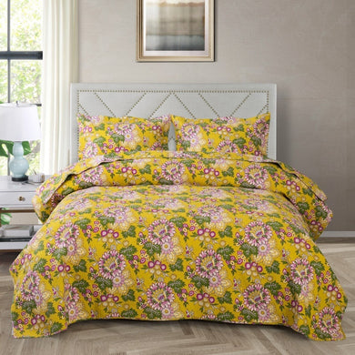 Cotton Bedspread Set 3pcs Sarah in Yellow