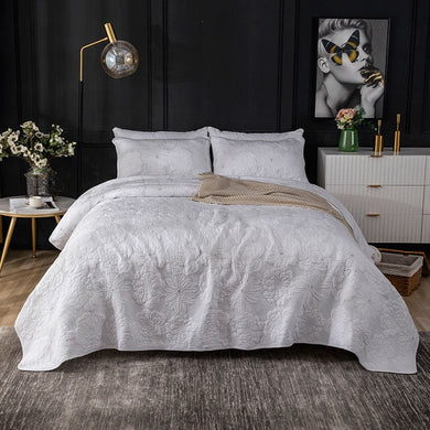 Bedspreads Set 3-piece Embroidered Cotton