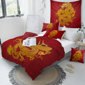 Customised Flying Dragon Quilt Cover Set