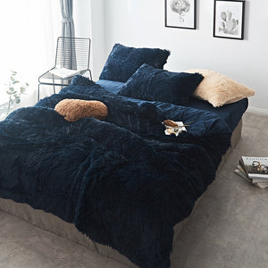 Fluffy Faux Mink & Velvet Fleece Quilt Cover Set