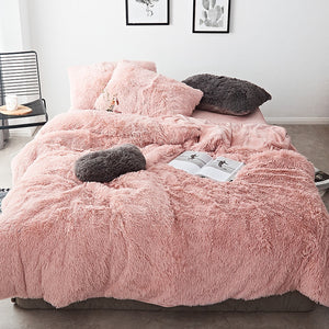 Fluffy Faux Mink & Velvet Fleece Quilt Cover Set