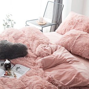 Fluffy Faux Mink & Velvet Fleece Quilt Cover Set
