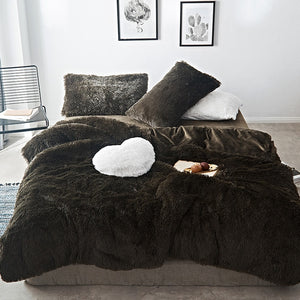 Fluffy Faux Mink & Velvet Fleece Quilt Cover Set