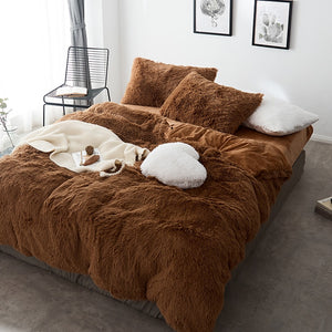 Fluffy Faux Mink & Velvet Fleece Quilt Cover Set
