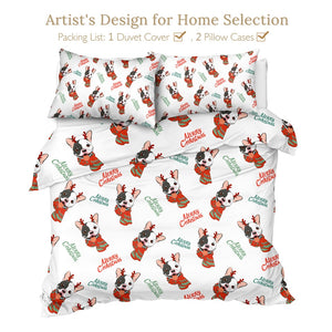 Bulldog Xmas Quilt Cover Set - Merry Christmas