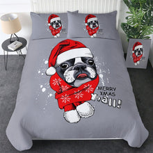 Load image into Gallery viewer, Bulldog Xmas Quilt Cover Set - Merry Christmas
