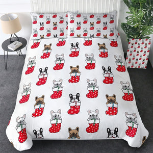 Bulldog Xmas Quilt Cover Set - Merry Christmas