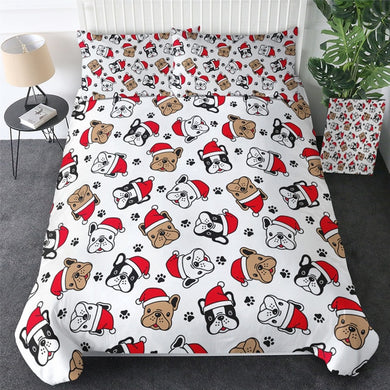 Bulldog Xmas Quilt Cover Set - Merry Christmas