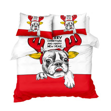 Load image into Gallery viewer, Bulldog Xmas Quilt Cover Set - Merry Christmas