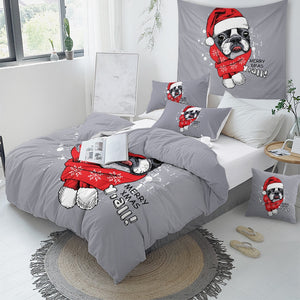 Bulldog Xmas Quilt Cover Set - Merry Christmas