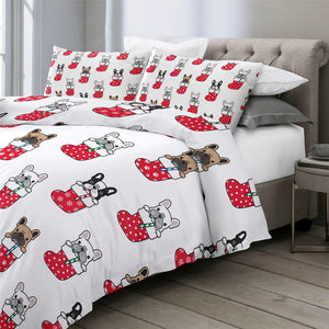 Bulldog Xmas Quilt Cover Set - Merry Christmas