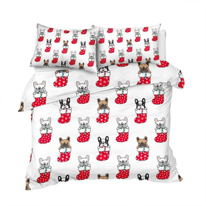 Bulldog Xmas Quilt Cover Set - Merry Christmas