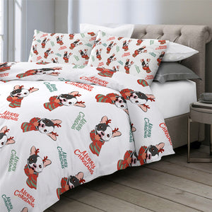 Bulldog Xmas Quilt Cover Set - Merry Christmas