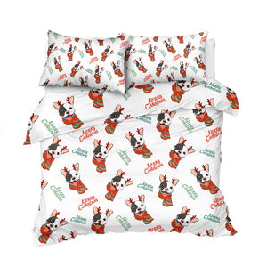 Bulldog Xmas Quilt Cover Set - Merry Christmas
