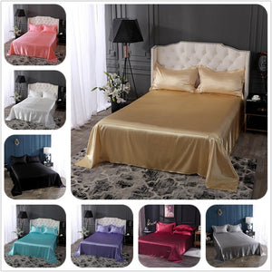 Satin Flat Sheet or Pillowcases - Various Colours