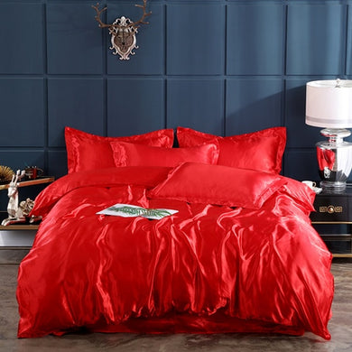 Satin Bedding Set - Red
