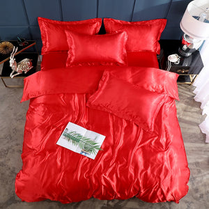 Satin Bedding Set - Red