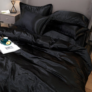 Satin Bedding Set - Black