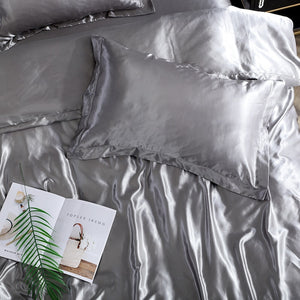 Satin Bedding Set - Silver