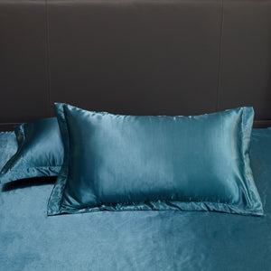 Satin Bedding Set - Opal Blue