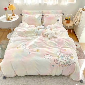 Luxury Lovely Rainbow Unicorn Bedding Set