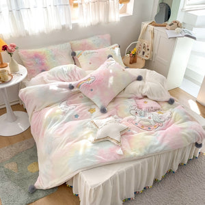 Luxury Lovely Rainbow Unicorn Bedding Set