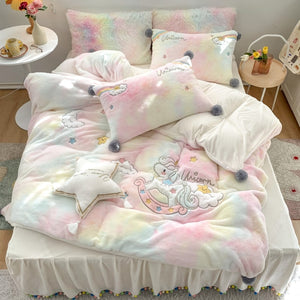 Luxury Lovely Rainbow Unicorn Bedding Set