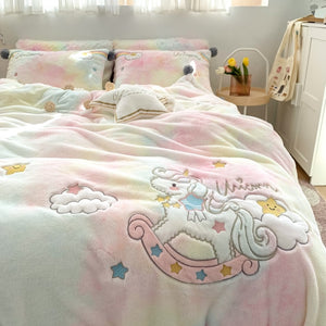 Luxury Lovely Rainbow Unicorn Bedding Set