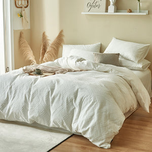 100% Cotton Chenille Bedding Set - Off White