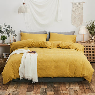 100% Cotton Chenille Bedding Set - Mustard