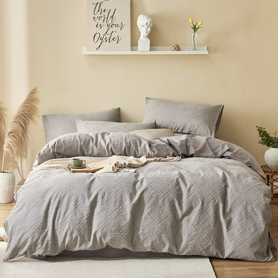 100% Cotton Chenille Bedding Set - Grey