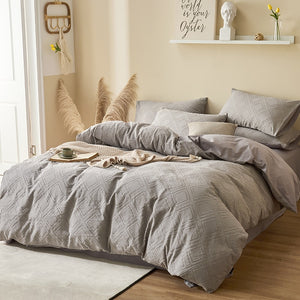 100% Cotton Chenille Bedding Set - Grey