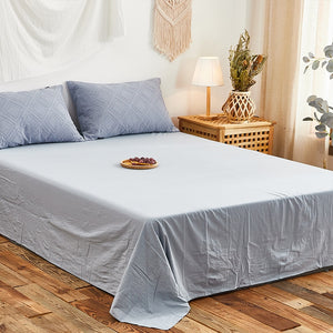 100% Cotton Chenille Bedding Set - Blue Grey