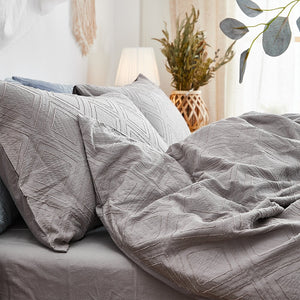 100% Cotton Chenille Bedding Set - Dusty Grey