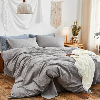 100% Cotton Chenille Bedding Set - Dusty Grey