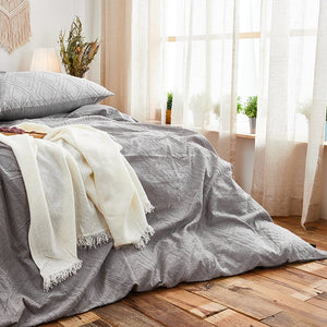 100% Cotton Chenille Bedding Set - Dusty Grey