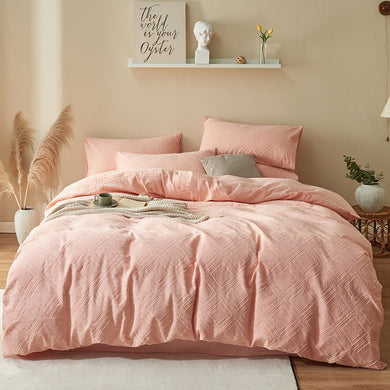 100% Cotton Chenille Bedding Set - Salmon