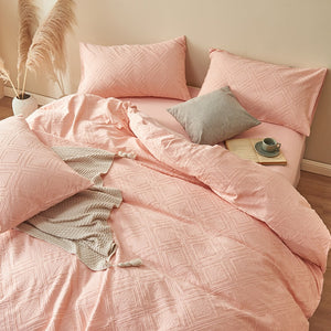 100% Cotton Chenille Bedding Set - Salmon