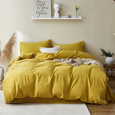 100% Cotton Chenille Bedding Set - Gold