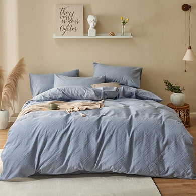 100% Cotton Chenille Bedding Set - Blue